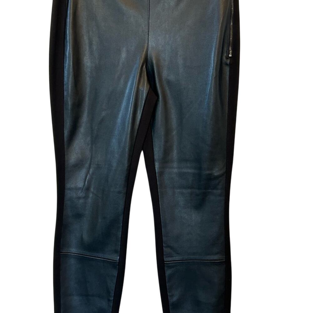 White House Black Market Faux Leather Panel Leggings Size 8
